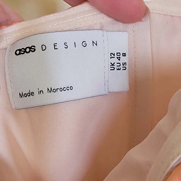 NWT Asos satin bandeau twist from midi dress orange dyed effect print size 8 - Picture 7 of 10